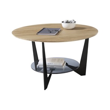 Salontafel MARMO Ø 70 cm eiken/zwart