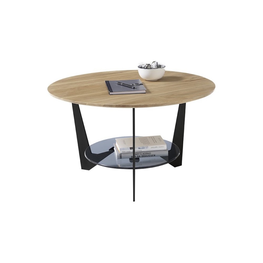 Salontafel MARMO Ø 70 cm eiken/zwart