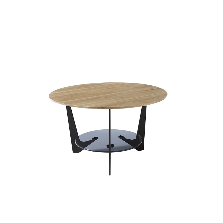 Salontafel MARMO Ø 70 cm eiken/zwart