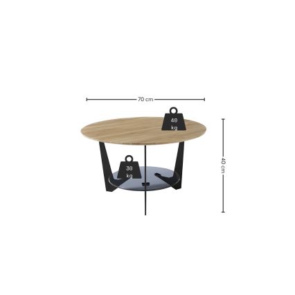 Salontafel MARMO Ø 70 cm eiken/zwart
