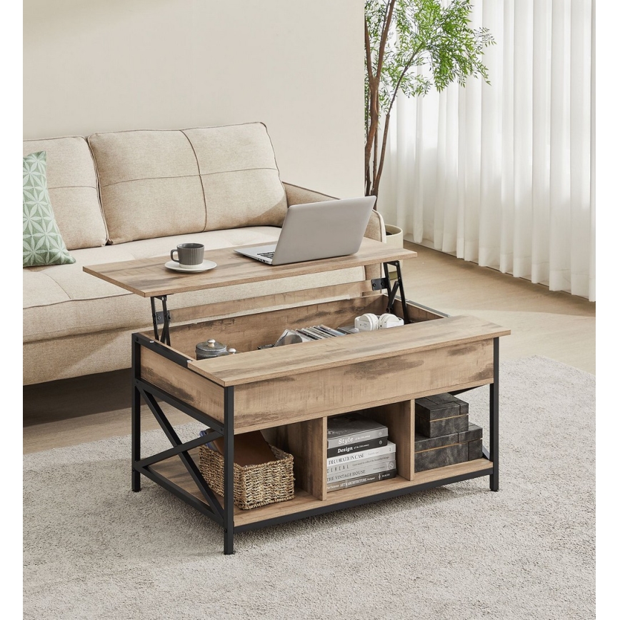 Salontafel met liftblad NYRO bruin/zwart