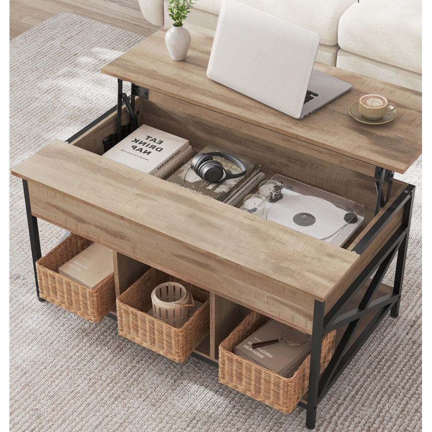 Salontafel met liftblad NYRO bruin/zwart