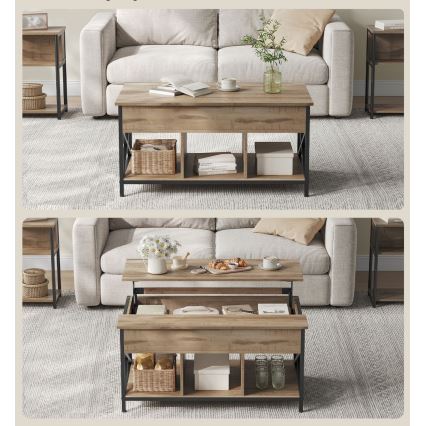 Salontafel met liftblad NYRO bruin/zwart