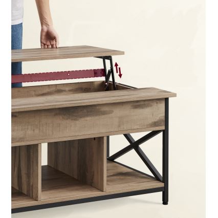 Salontafel met liftblad NYRO bruin/zwart