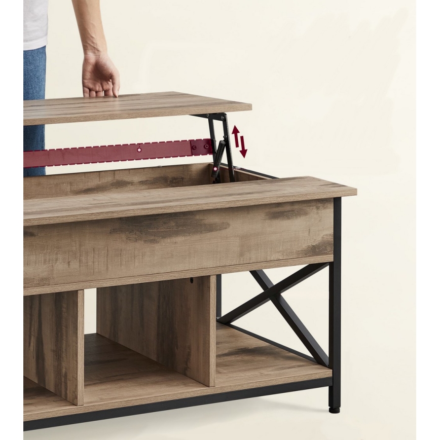 Salontafel met liftblad NYRO bruin/zwart