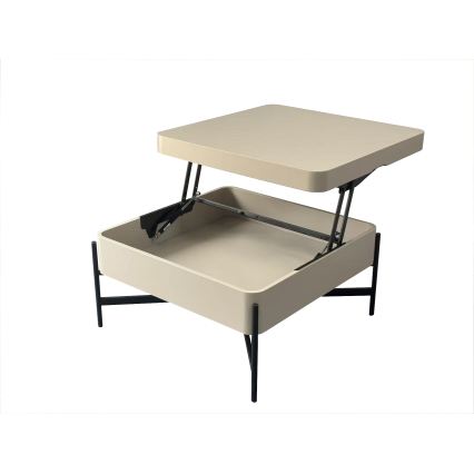 Salontafel met liftfunctie en opbergplank OASIS 75x75 cm crème/zwart