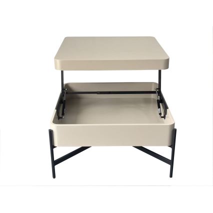 Salontafel met liftfunctie en opbergplank OASIS 75x75 cm crème/zwart