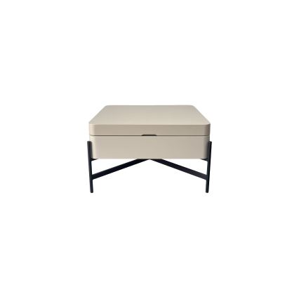 Salontafel met liftfunctie en opbergplank OASIS 75x75 cm crème/zwart