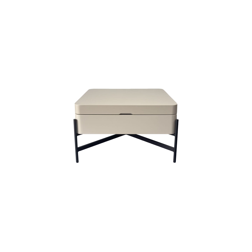 Salontafel met liftfunctie en opbergplank OASIS 75x75 cm crème/zwart