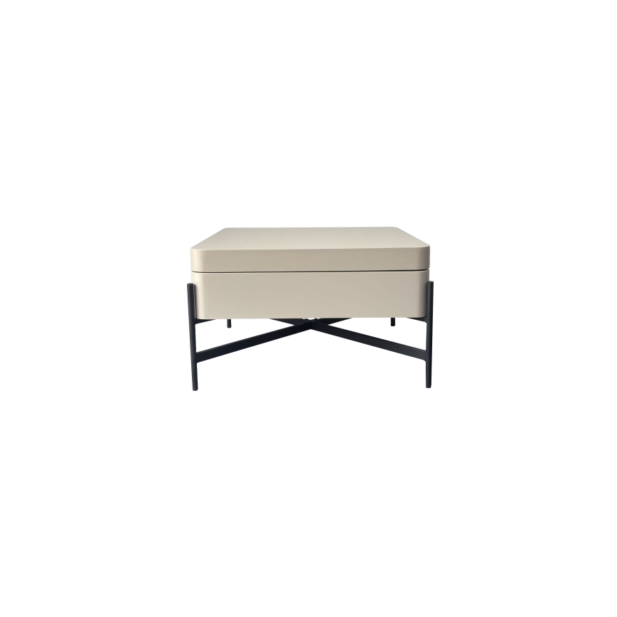 Salontafel met liftfunctie en opbergplank OASIS 75x75 cm crème/zwart