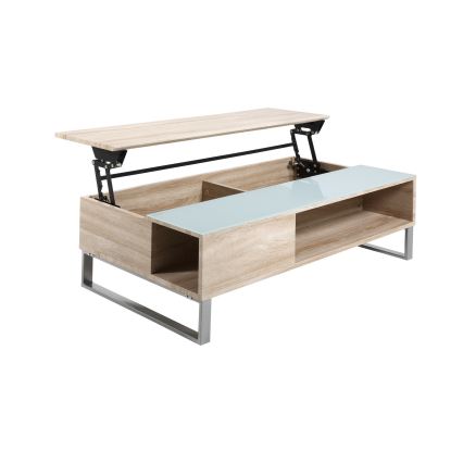 Salontafel met liftfunctie ENZO 110x60 cm wit/sonoma eik