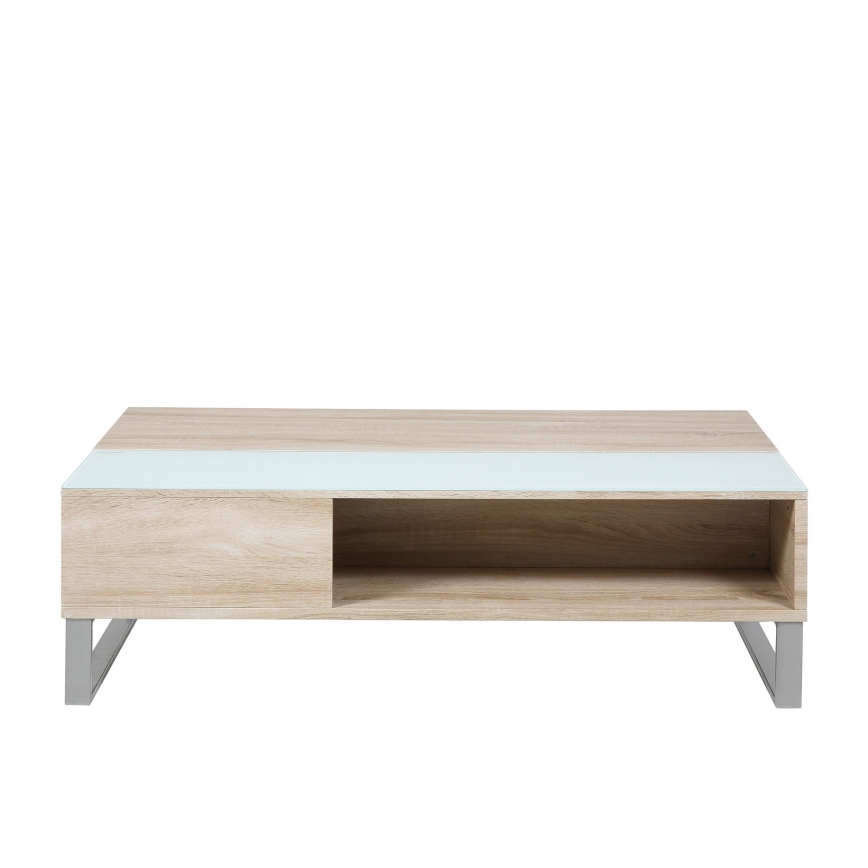 Salontafel met liftfunctie ENZO 110x60 cm wit/sonoma eik