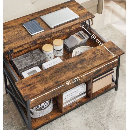 Salontafel met opklapbaar blad NYRO bruin/zwart