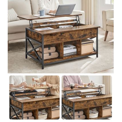 Salontafel met opklapbaar blad NYRO bruin/zwart
