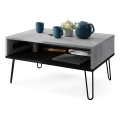 Salontafel met opklapbaar bovenblad en plank HALIJA grijs/zwart