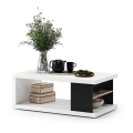 Salontafel met plank en opbergruimte LORA wit/zwart