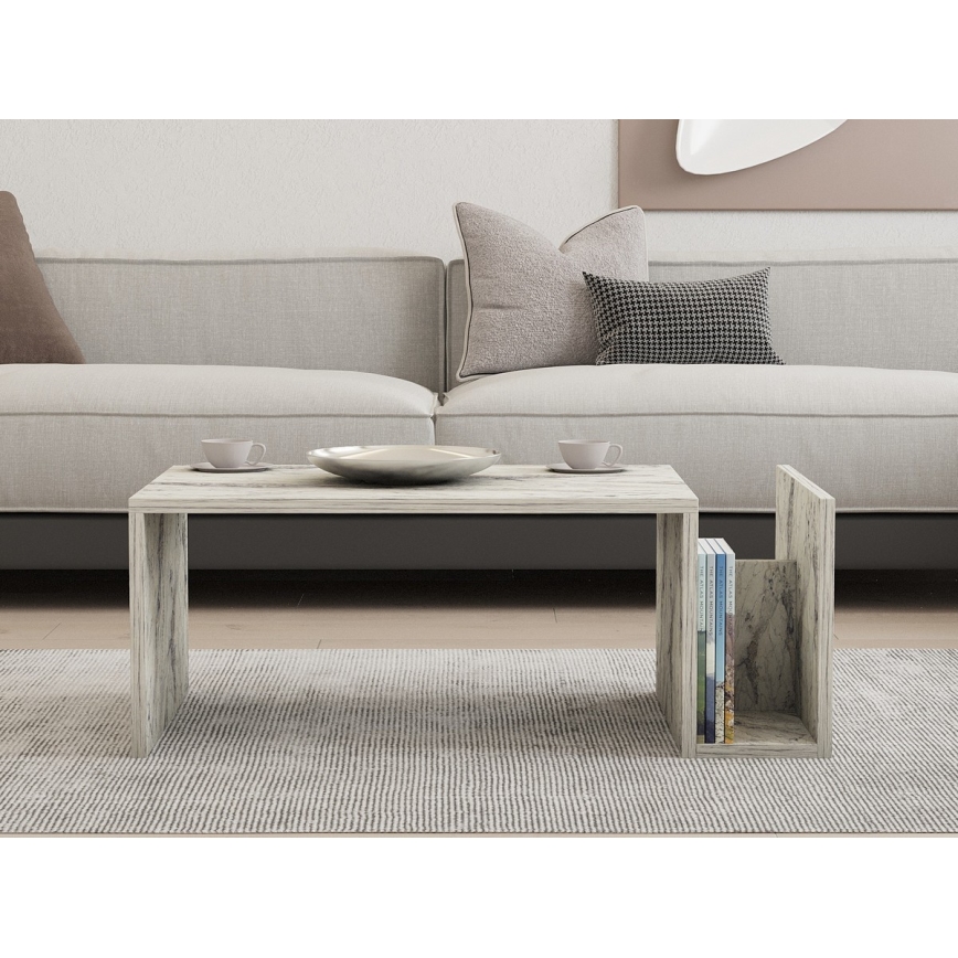 Salontafel MONEL, marmerlook, grijs