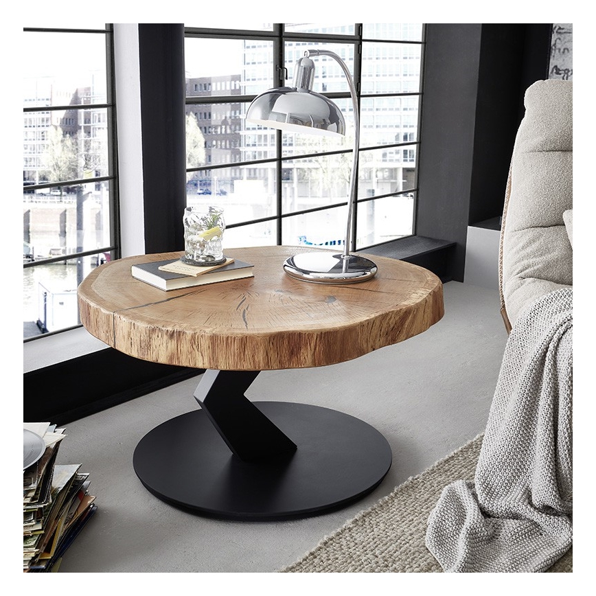 Salontafel ODIN Ø 75 cm eiken/zwart