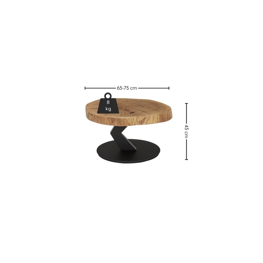 Salontafel ODIN Ø 75 cm eiken/zwart