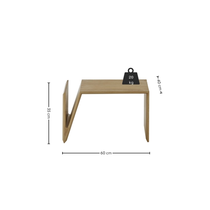 Salontafel met verticale en horizontale verstelopties PRISM 60x40 cm eiken