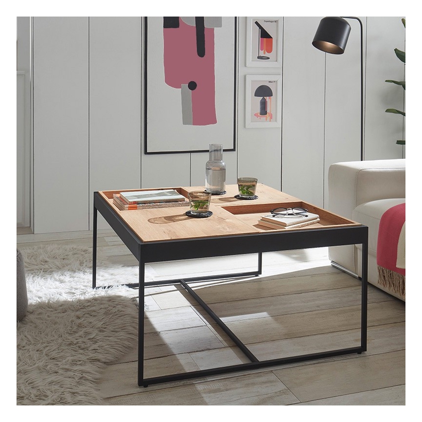 Salontafel PULSE 83x83 cm eiken/zwart