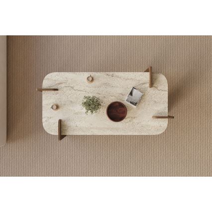 Salontafel PURO 120x60 cm walnoot/travertijn