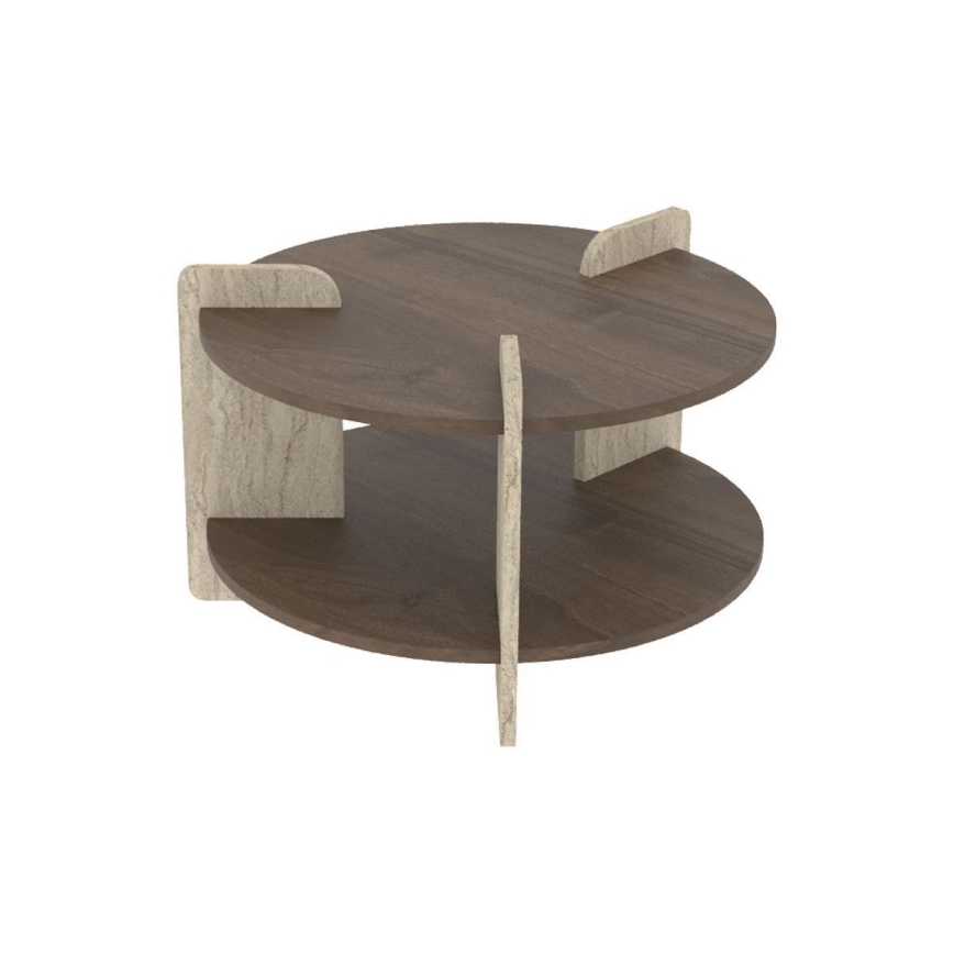 Salontafel PURO 70x70 cm walnoot/travertijn
