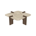 Salontafel PURO 90x90 cm travertijn/notenhout