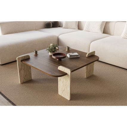Salontafel PURO 90x90 cm walnoot/beige