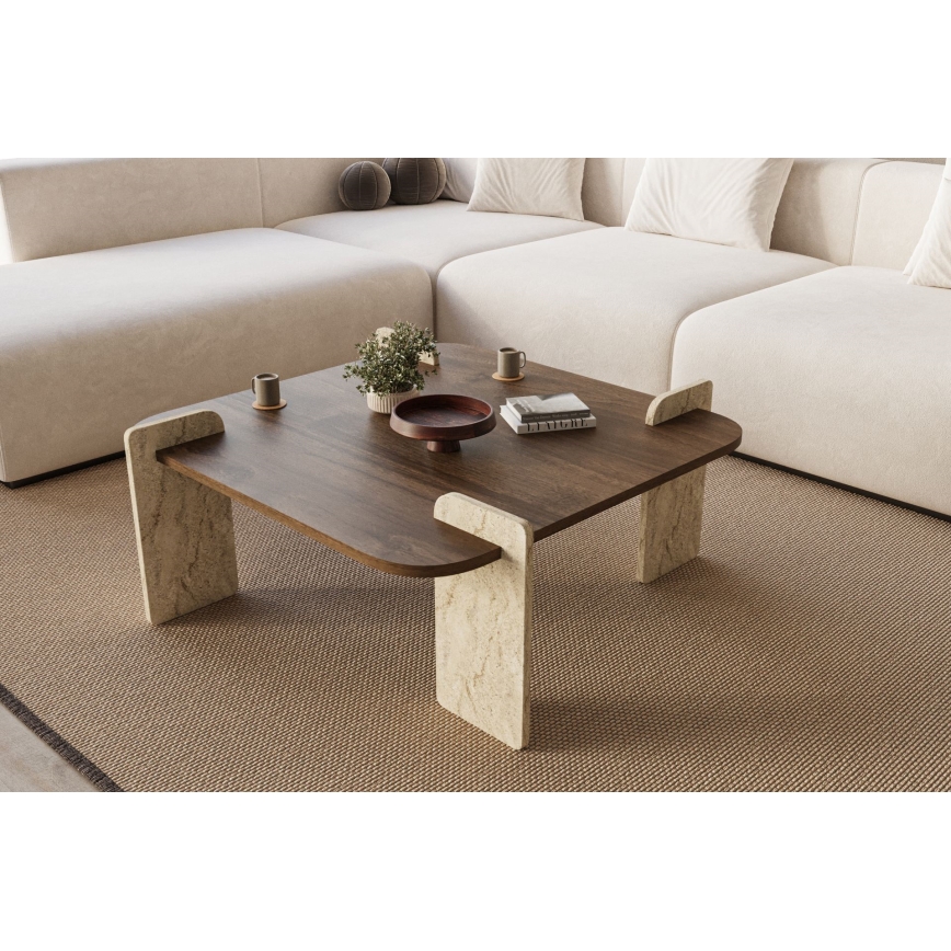 Salontafel PURO 90x90 cm walnoot/beige