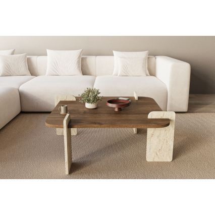 Salontafel PURO 90x90 cm walnoot/beige