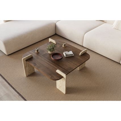 Salontafel PURO 90x90 cm walnoot/beige