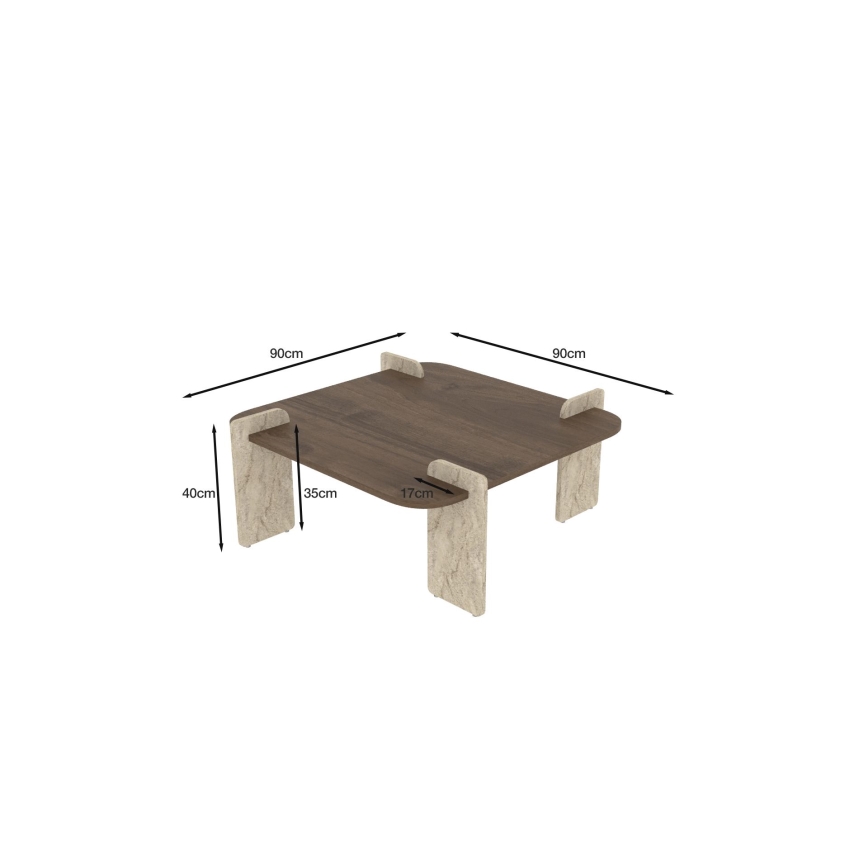 Salontafel PURO 90x90 cm walnoot/beige