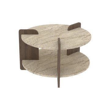 Salontafel PURO Ø 70 cm beige/walnoot
