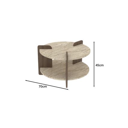 Salontafel PURO Ø 70 cm beige/walnoot