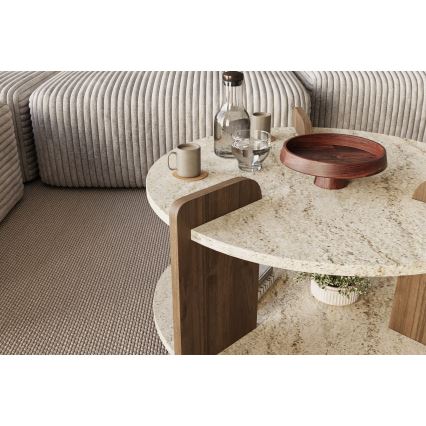 Salontafel PURO Ø 70 cm travertin/walnoot