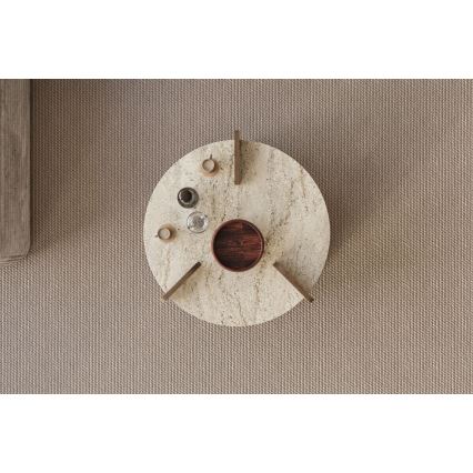Salontafel PURO Ø 70 cm travertin/walnoot