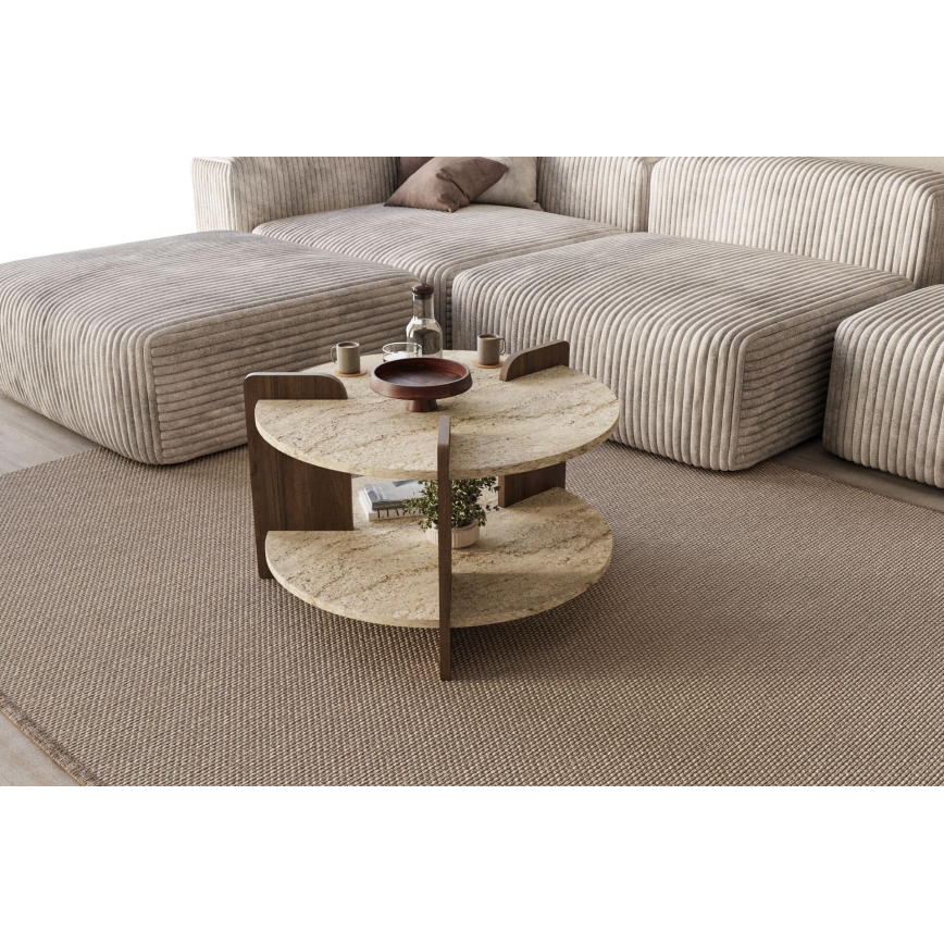 Salontafel PURO Ø 70 cm travertin/walnoot