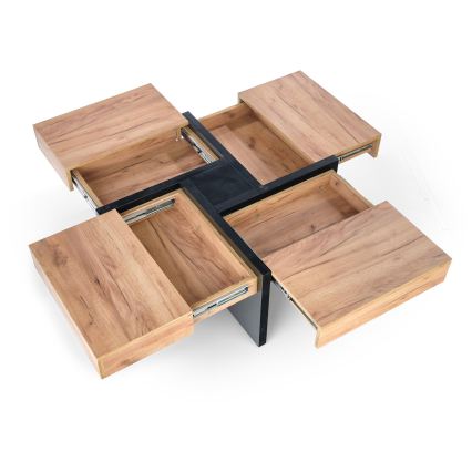 Salontafel RADIX 100x100 cm zwart/bruin