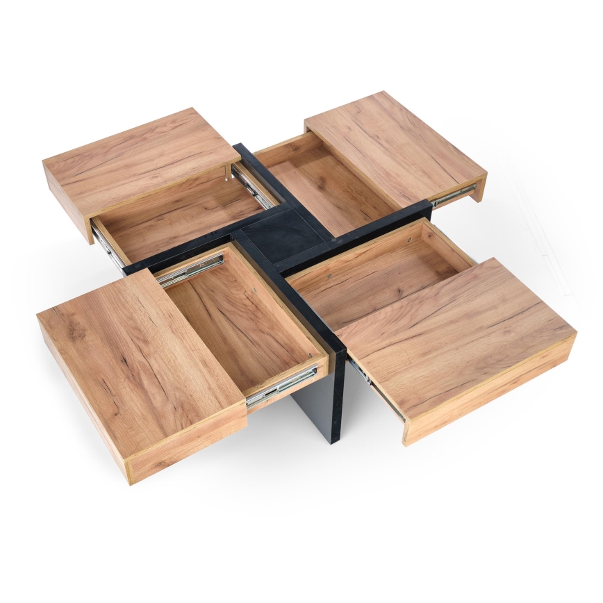 Salontafel RADIX 100x100 cm zwart/bruin