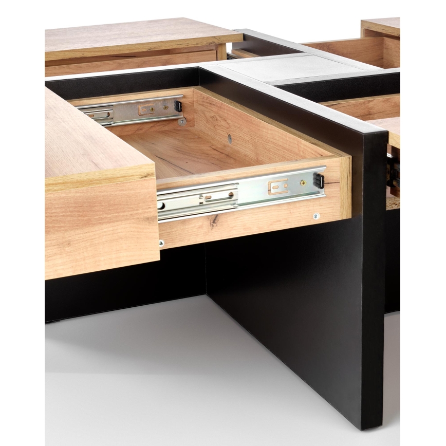 Salontafel RADIX 100x100 cm zwart/bruin
