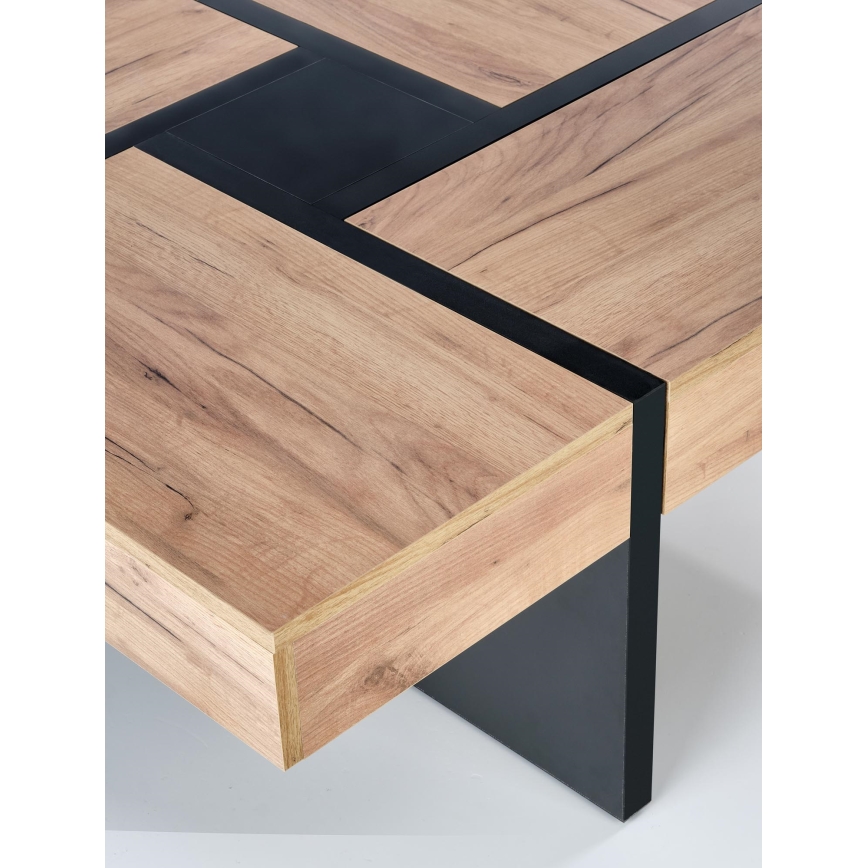 Salontafel RADIX 100x100 cm zwart/bruin