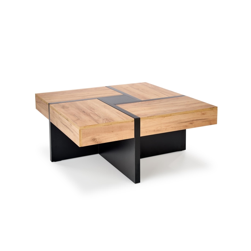 Salontafel RADIX 100x100 cm zwart/bruin