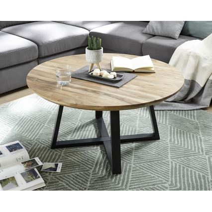 Salontafel RIVA Ø 90 cm, acaciahout/zwart