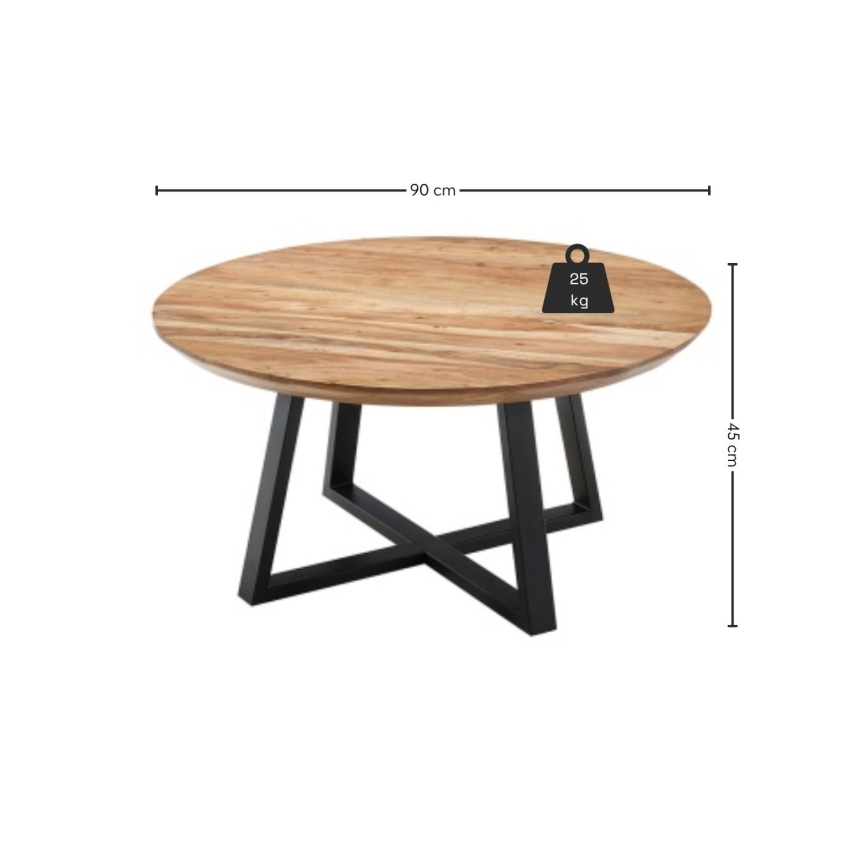 Salontafel RIVA Ø 90 cm, acaciahout/zwart