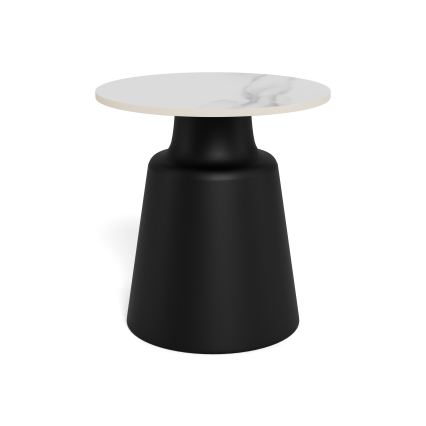Salontafel SANTORINI Ø 45 cm travertijn/zwart/keramiek