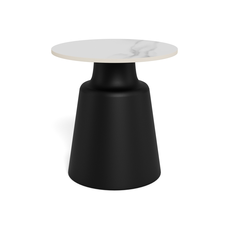 Salontafel SANTORINI, Ø 45 cm, wit/zwart/keramiek
