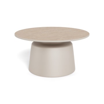 Salontafel SANTORINI Ø 70 cm travertijn/grijs/keramiek