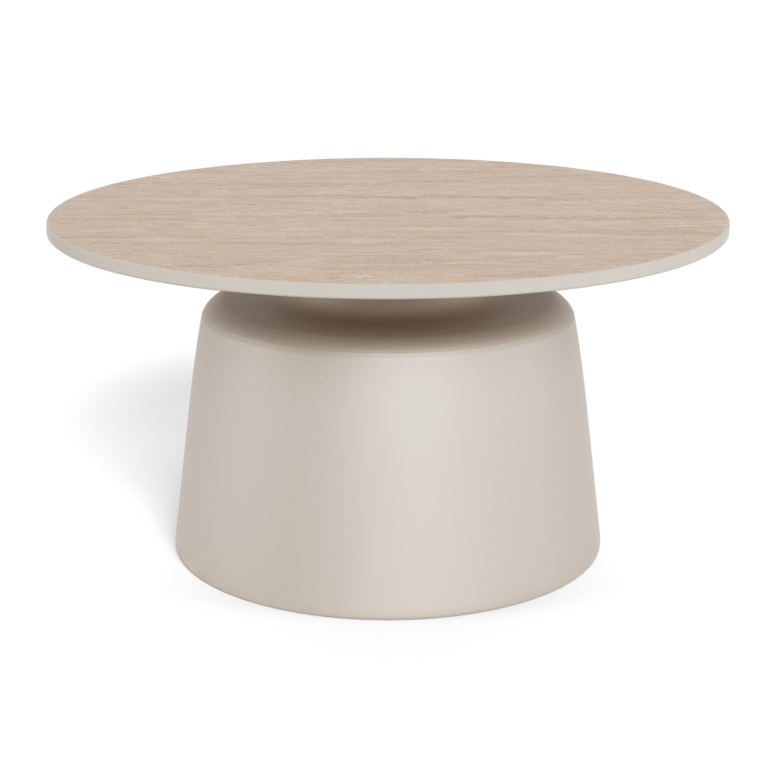 Salontafel SANTORINI Ø 70 cm travertijn/grijs/keramiek