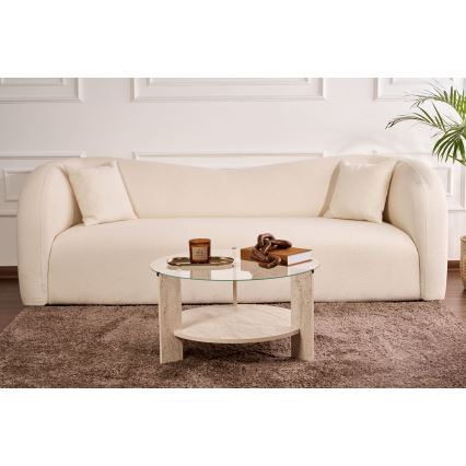 Salontafel SFERA Ø 75 cm travertijn/helder
